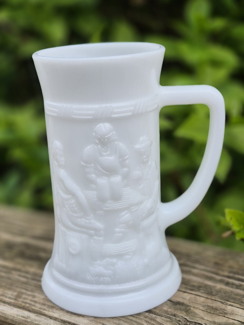 Vintage Federal Glass White Milk Glass Beer Stein